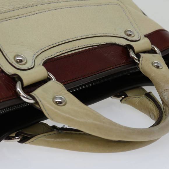 CELINE Hand Bag Leather Beige Auth bs12047 - Picture 6 of 16